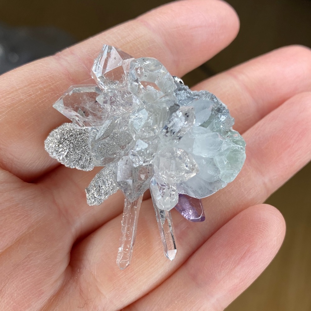 Clear Crystal Cluster Ring With Subtle Green And … - image 1